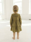 Kız Çocuk Doğal Pamuk Keten Yakalı Elbise ve Saç Bandı Seti 3–9 Yaş | RG1713