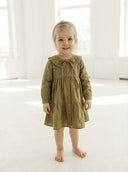 Kız Çocuk Doğal Pamuk Keten Yakalı Elbise ve Saç Bandı Seti 3–9 Yaş | RG1713