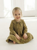 Kız Çocuk Doğal Pamuk Keten Yakalı Elbise ve Saç Bandı Seti 3–9 Yaş | RG1713