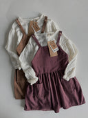 Kız Çocuk Kadife Salopet Elbise – Çift Cepli, Kışlık Günlük Tulum Elbise | RG1728