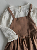 Kız Çocuk Kadife Salopet Elbise – Çift Cepli, Kışlık Günlük Tulum Elbise | RG1728