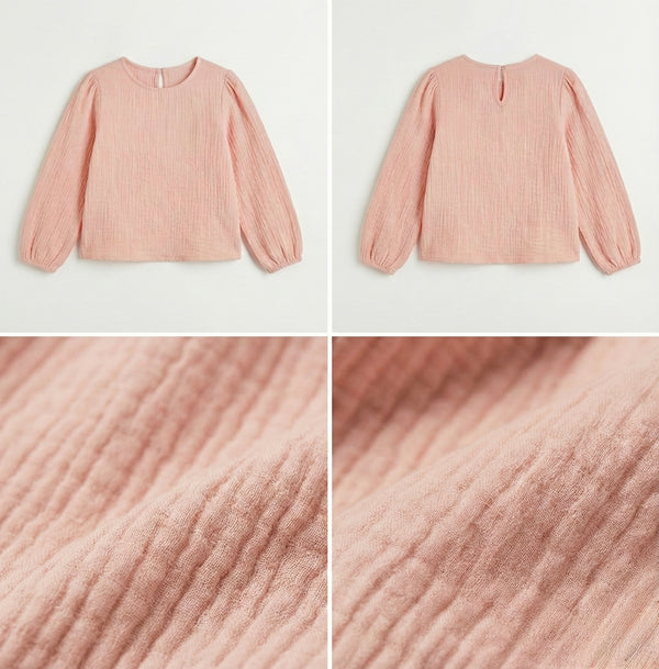 Girls' Muslin Blouse | Long Sleeves | Loose Fit | Cotton Muslin Shirt | RG1733 