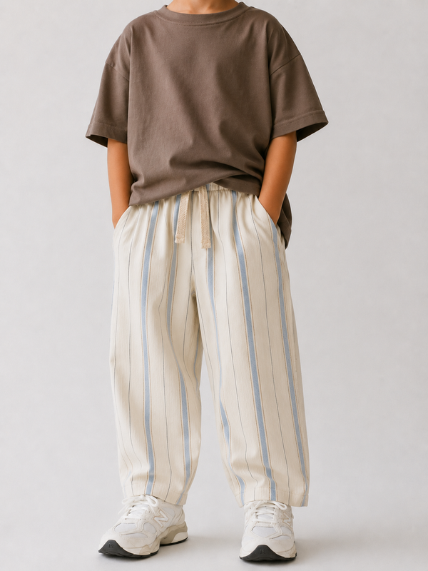 Çocuk Pantolon | 3–9 Yaş | Kız & Erkek | Çizgili | %100 Pamuk Pike | RG Brand | RG1752