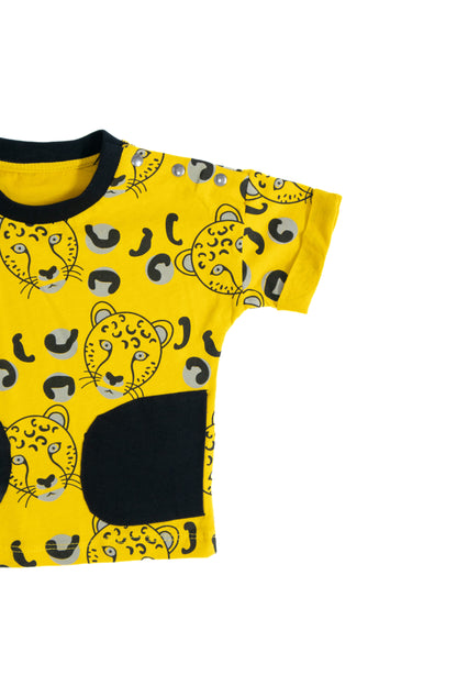 Baby Unisex 100% Cotton Tiger Printed Shorts-T-Shirt Set