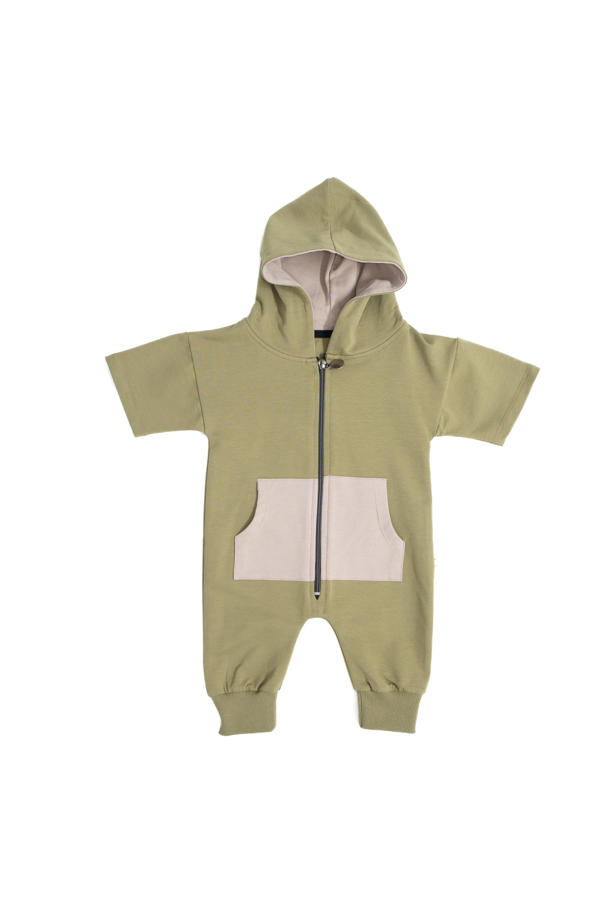 Baby Unisex 100% Cotton Hooded and Zippered Jumpsuit