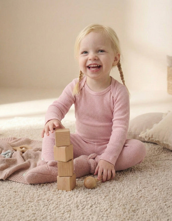 Baby Girl and Boy Natural Waffle Two-Piece Set | 6 Months – 3/4 Years | Soft Textured Baby Set | RG255
