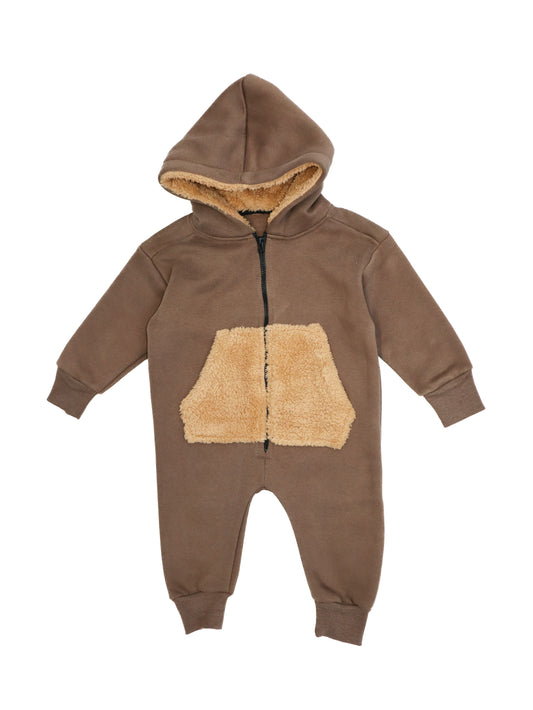 Baby Hooded and Zippered 3 Thread Jumpsuit