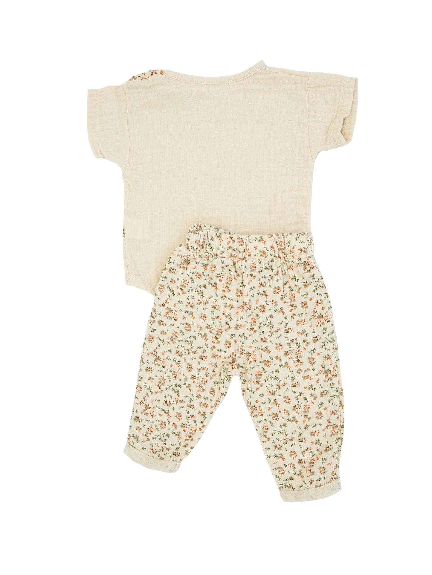 Baby 100% Organic Muslin Pocket T-Shirt Tracksuit Set and Pushi 3-Piece Set