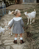 Kız Bebek Ekose Müslin Elbise ve Saç Bandı Takımı – Uzun Kollu| RG271