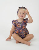 Kız Bebek %100 Pamuk Kumaş Fırfırlı Elbise ve Saç Bandı