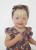 Kız Bebek %100 Pamuk Kumaş Fırfırlı Elbise ve Saç Bandı