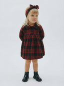 Bebek Düğmeli Oduncu Elbisesi ve Saç Bandı