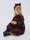 Bebek Düğmeli Oduncu Elbisesi ve Saç Bandı