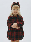 Bebek Düğmeli Oduncu Elbisesi ve Saç Bandı