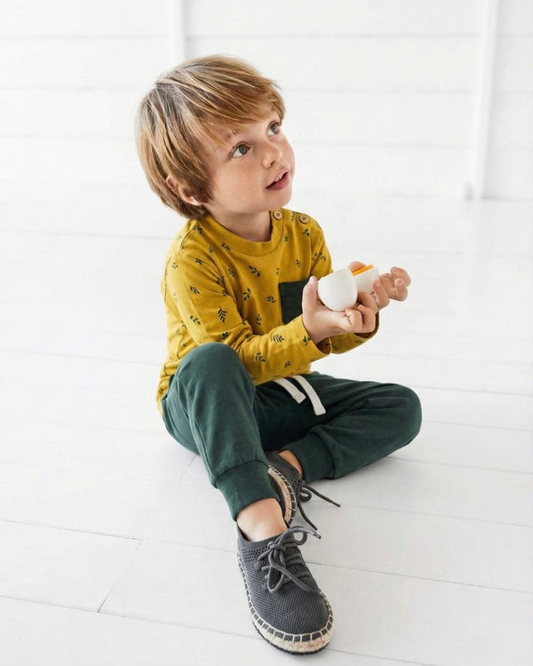 Bedruckter zweiteiliger Baby-Trainingsanzug in Naturfarbe