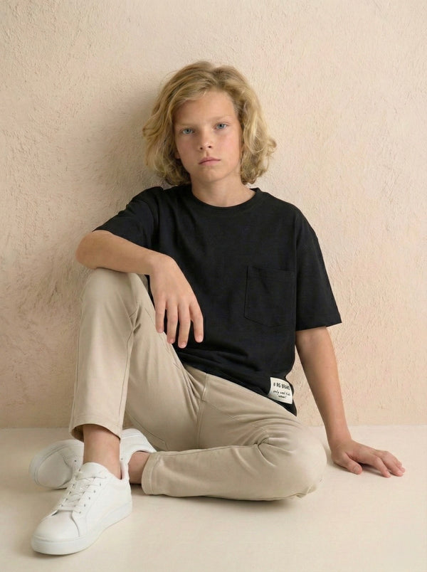 Футболка оверсайз для девочек и мальчиков | Возраст 9-15 лет | Хлопковая футболка с карманом | RG3186