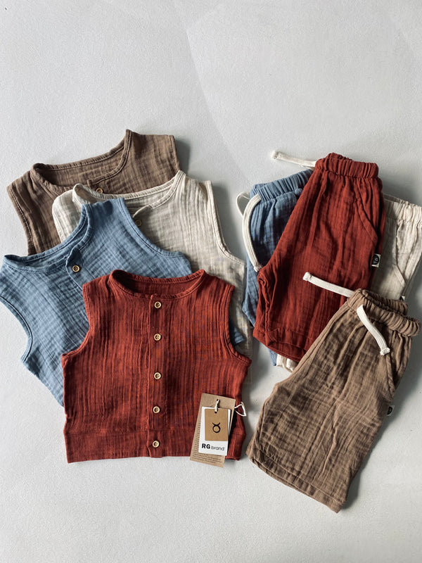 Baby-Set aus Musselin mit Unterhemd und Shorts | 6 Monate–4 Jahre | RG Brand | RG320