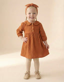 فستان موسلين بياقة أطفال وإبزيم