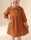 فستان موسلين بياقة أطفال وإبزيم