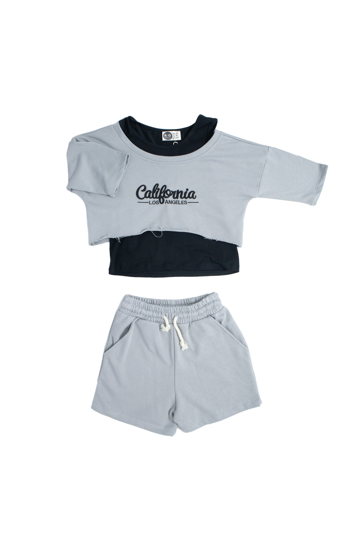 Young Girl's 100% Cotton 3-Piece Set with Embroidery Detailed Shorts
