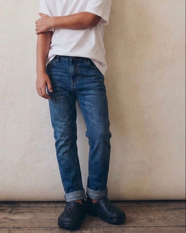 Genç Slim Fit Kot Pantolon | 9–15 Yaş | Kız & Erkek | %75 Pamuk %25 Likra | Mavi | RG3320