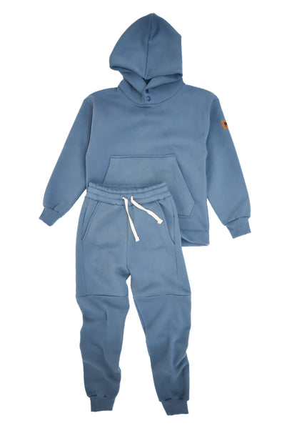 Young Unisex Snap Detailed Hooded Sweat-Tracksuit Set