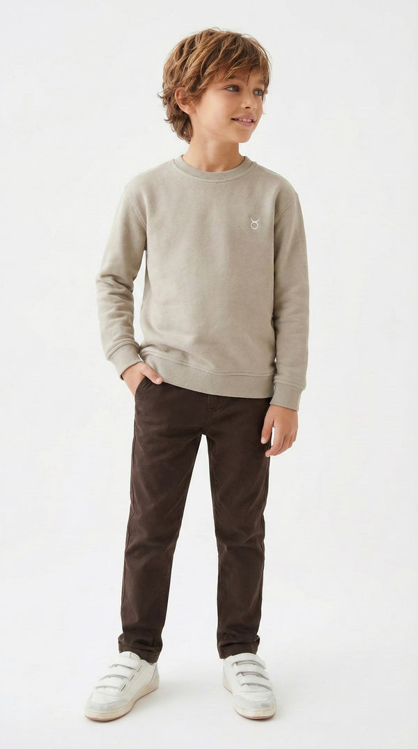 Подростковый вязаный свитер Old Money с круглым вырезом для девочек и мальчиков 9–15 лет | Каменный, чёрный, хаки, тёмно-синий, бордовый | RG3364