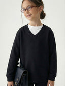 Genç Çocuk V Yaka Triko Old Money Kız & Erkek Kazak 9–15 Yaş | Siyah | RG3365