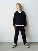 Genç Çocuk V Yaka Triko Old Money Kız & Erkek Kazak 9–15 Yaş | Siyah | RG3365