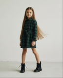 Kız Çocuk Ekose Kare Yakalı Elbise – 9-15 Yaş