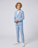 Genç Keten Çizgili Takım Elbise