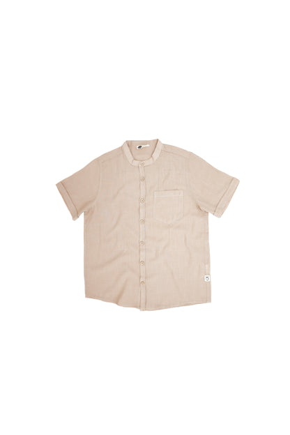 Youth Linen Mandarin Collar Shirt