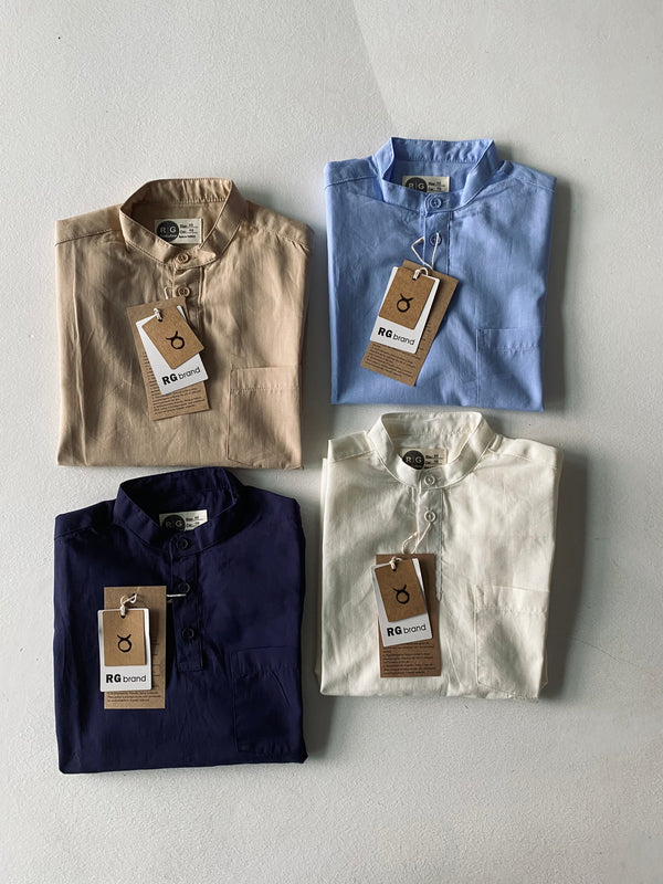 Jungenhemd mit Stehkragen und Kurzarm | 3–9 Jahre | RG Brand | RG1571