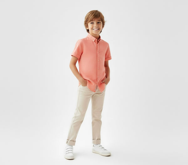 Подростковая льняная рубашка с коротким рукавом | 9–15 лет | RG Brand | RG3387