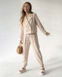 Junges Leinen-Jacken-Hosen-Set