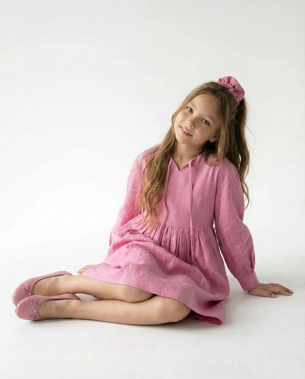 Junior-Leinen-Spitzenkleid und Stirnband | RG3391