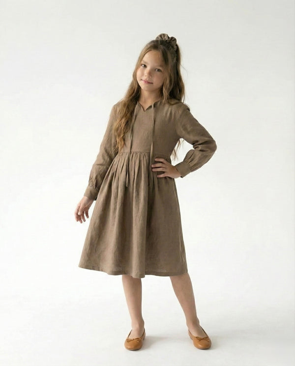 Junior-Leinen-Spitzenkleid und Stirnband | RG3391