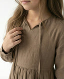 Genç Keten Elbise ve Saç Bandı %100 Pamuk 9–15 Yaş | Uzun Bileğe Kadar | RG3391