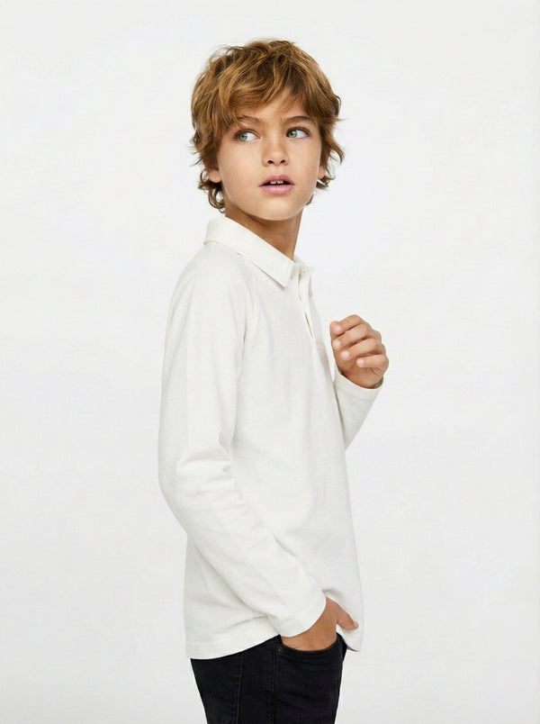 Young Polo Collar Long-Sleeve Cotton T-Shirt | Casual | Ages 9-15 | RG3411