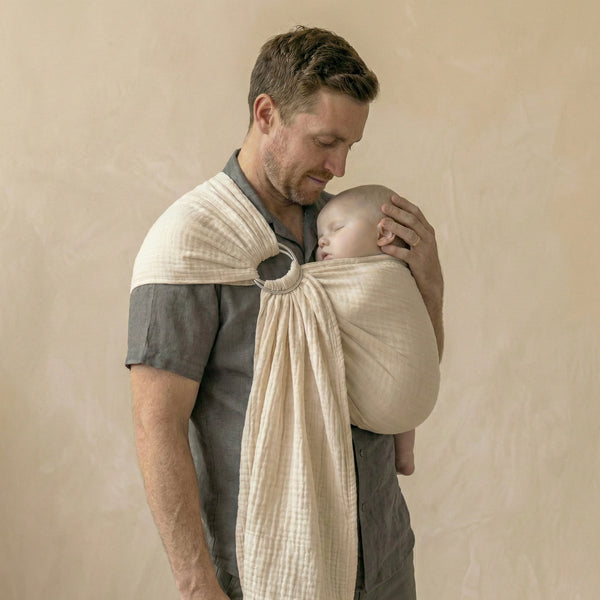 Ring-Sling-Babytragetuch | 100 % Baumwolle | Ab der Geburt | Gold- & Silberringe | RG Brand | RG370