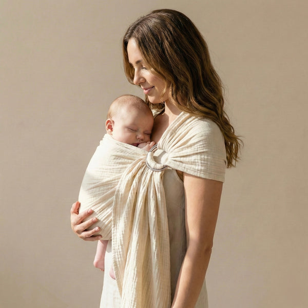 Ring-Sling-Babytragetuch | 100 % Baumwolle | Ab der Geburt | Gold- & Silberringe | RG Brand | RG370