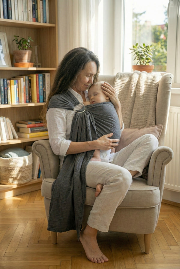 Ring-Sling-Babytragetuch | 100 % Baumwolle | Ab der Geburt | Gold- & Silberringe | RG Brand | RG370