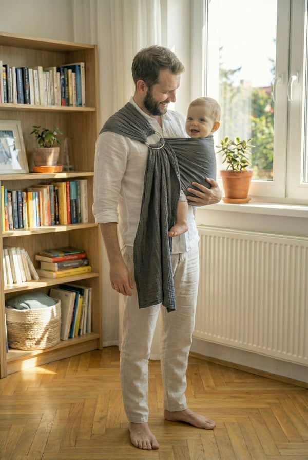 Ring-Sling-Babytragetuch | 100 % Baumwolle | Ab der Geburt | Gold- & Silberringe | RG Brand | RG370