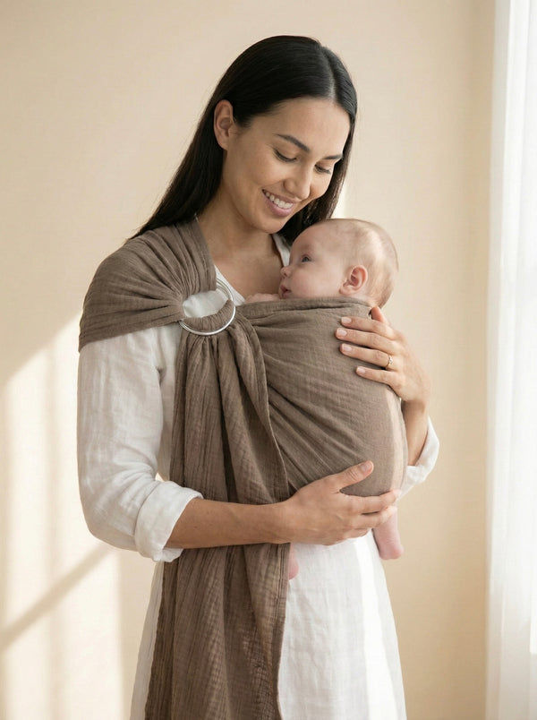 Ring-Sling-Babytragetuch | 100 % Baumwolle | Ab der Geburt | Gold- & Silberringe | RG Brand | RG370