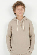 Genç Kız ve Erkek Müslin Kapüşonlu Sweatshirt | Uzun Kollu, Düğmeli