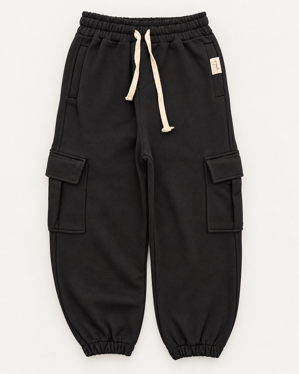 RG Brand RG3744 siyah kargo cepli jogger pantolon – ön görünüm