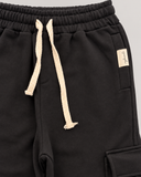 RG Brand RG3744 siyah kargo cepli jogger pantolon – bel, kordon, cep ve kumaş detayı