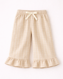 Kız Bebek Fırfırlı Paça Pantolon | 6 Ay–3-4 Yaş | Müslin & PütüKare | Bej & Mavi | RG379
