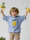 Bebek T-shirt | 6 Ay – 3 Yaş | Ekru & Mavi | Limon Baskı | %100 Pamuk Yazlık | RG386