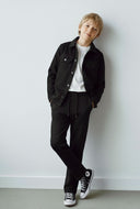 Genç Çocuk Çift Cepli Kapaklı Ceket Gömlek %100 Pamuk Siyah 5–15 Yaş | RG4675